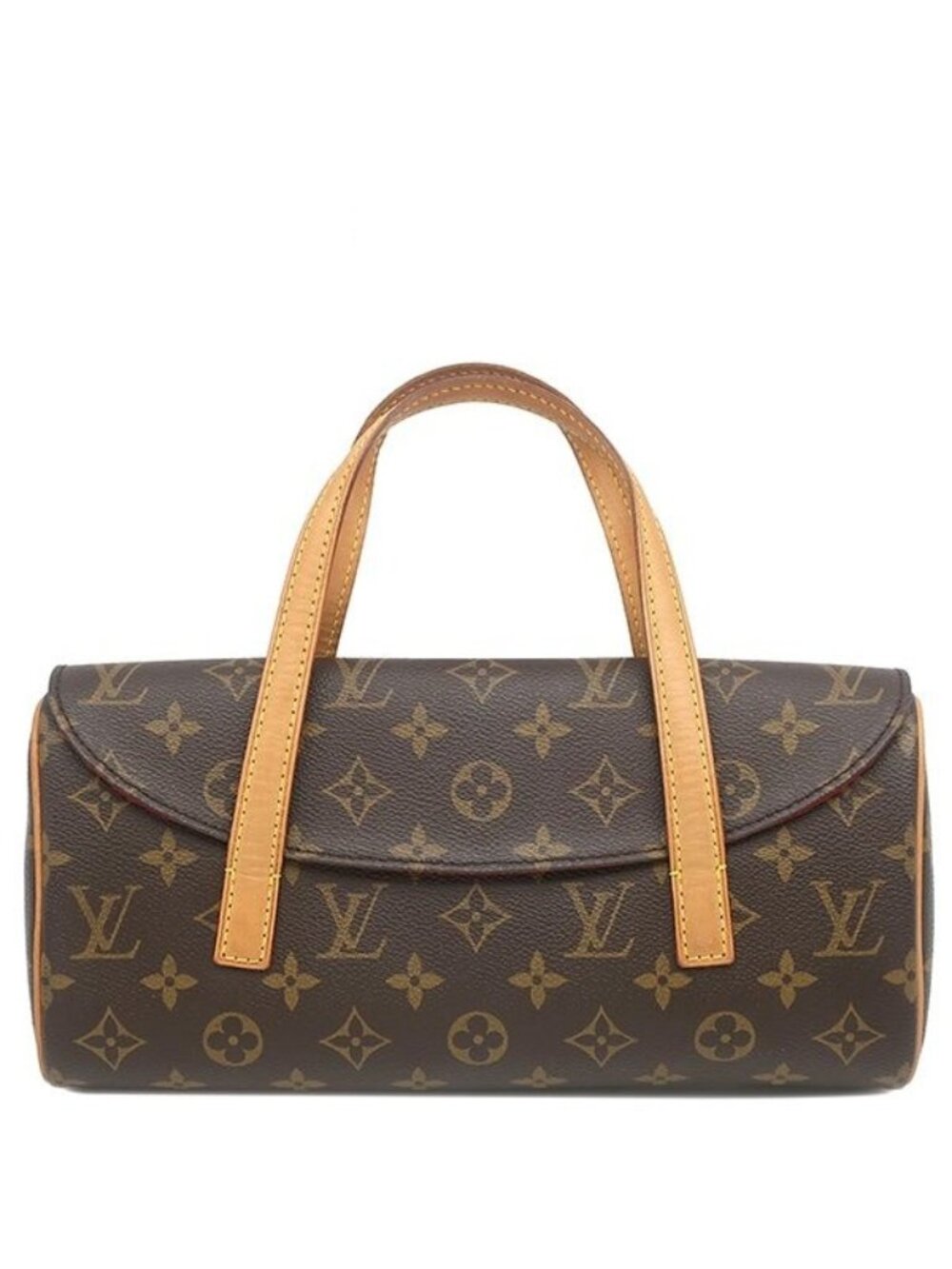 Louis Vuitton Handbag Sonatine Monogram Canvas Gold Brown Red